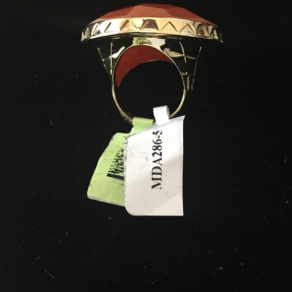 Orange Quartzite 18k Yellow Gold/Bronze Ring Size5 - Picture 5 of 8